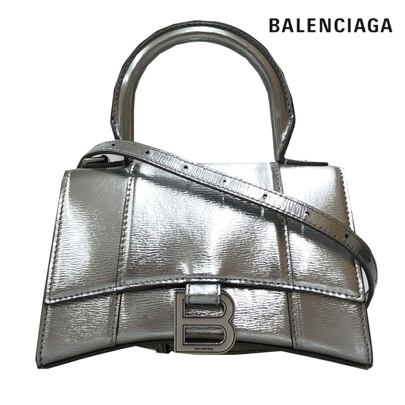 バレンシアガ BALENCIAGA アワーグラス XS 2WAY ハンド ミニ ショルダーバッグ レザー シルバー P12342 – NUIR  VINTAGE