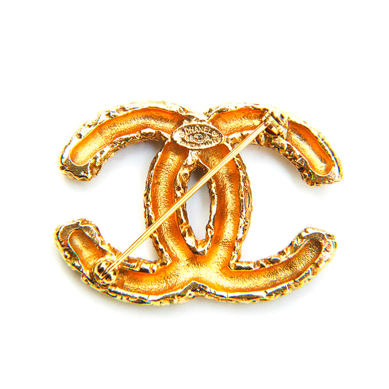 ✨CHANEL　シャネル　ブローチ　溶岩　ゴールド　ココ✨ シャネル CHANEL 溶岩 ココマーク 93A ブローチ ゴールド WS9390