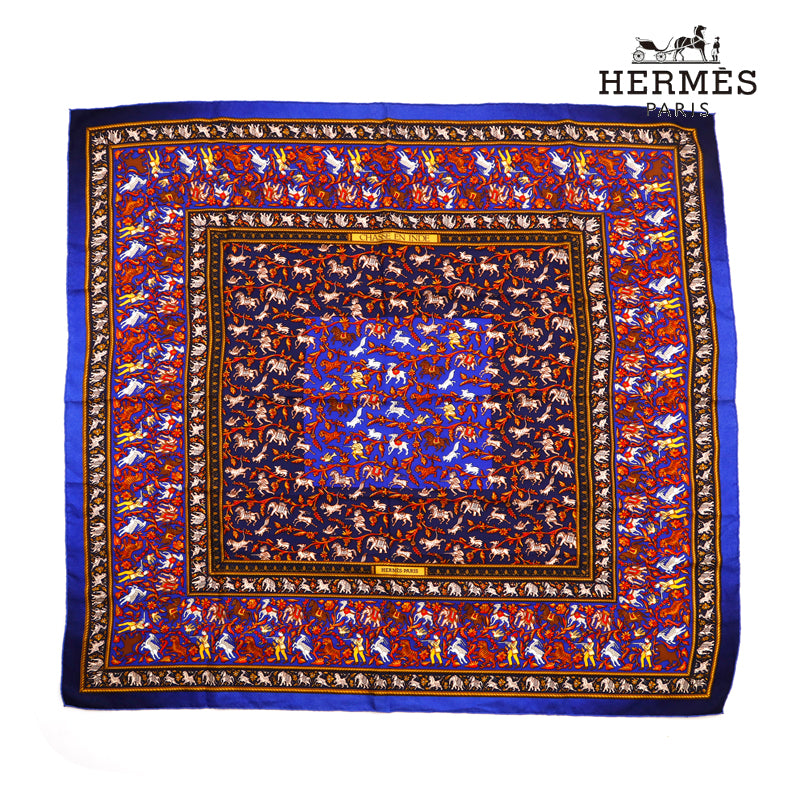 Hermes Carre 90 Chasse en Inde Scarf Blue P14636 – NUIR VINTAGE