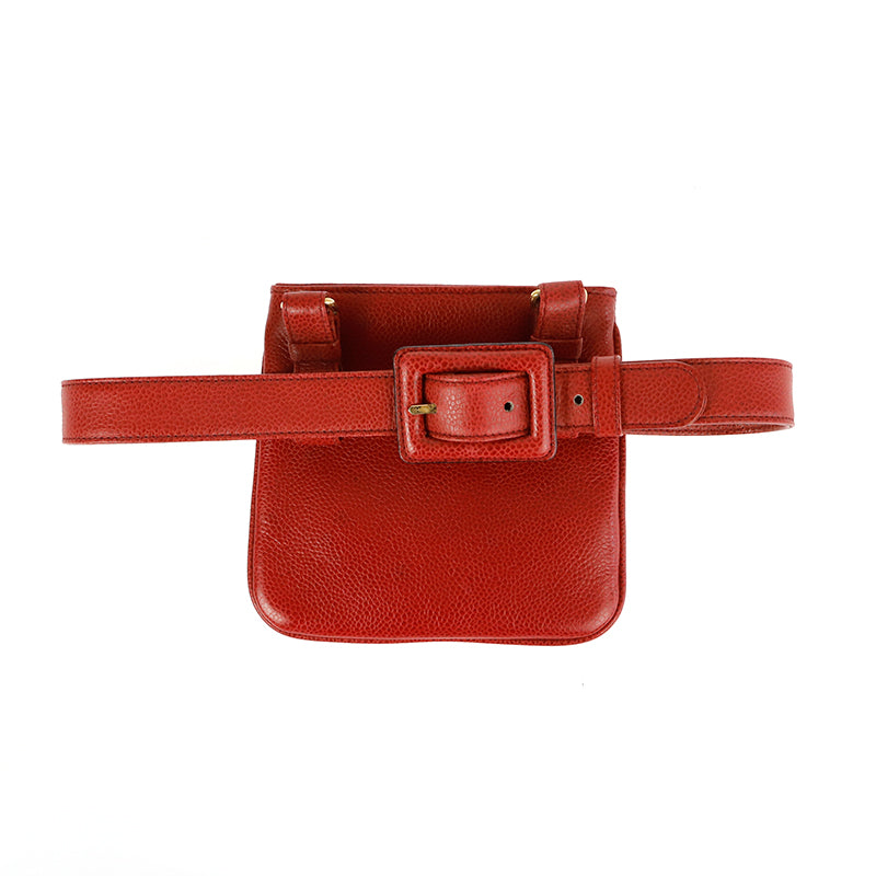 VINTAGE シャネル バケットバッグ ミニポーチ付き レッド VINTAGE シャネル バケットバッグ ミニポーチ付き レッド