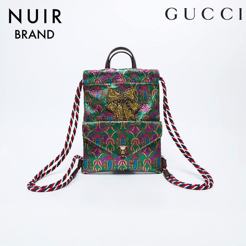 グッチ GUCCI 総柄 ライオン シルヴィー フラワー ブロケード ナップサック リュック・デイパック グリーン WS10013 – NUIR  VINTAGE