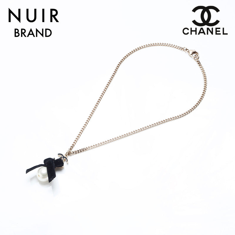 Chanel Chanel 07C Coco Mark Ribbon Perlenkette Gold WS10037