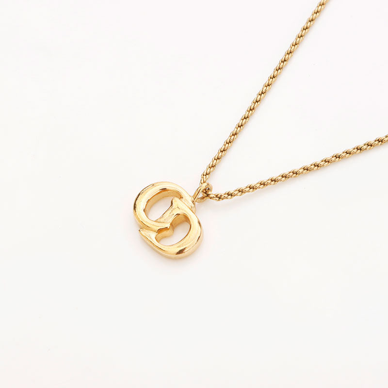アクセサリー Dior circle CD Logo gold necklace Christian Dior CD Logo Gold Chain Necklace | Rent Christian
