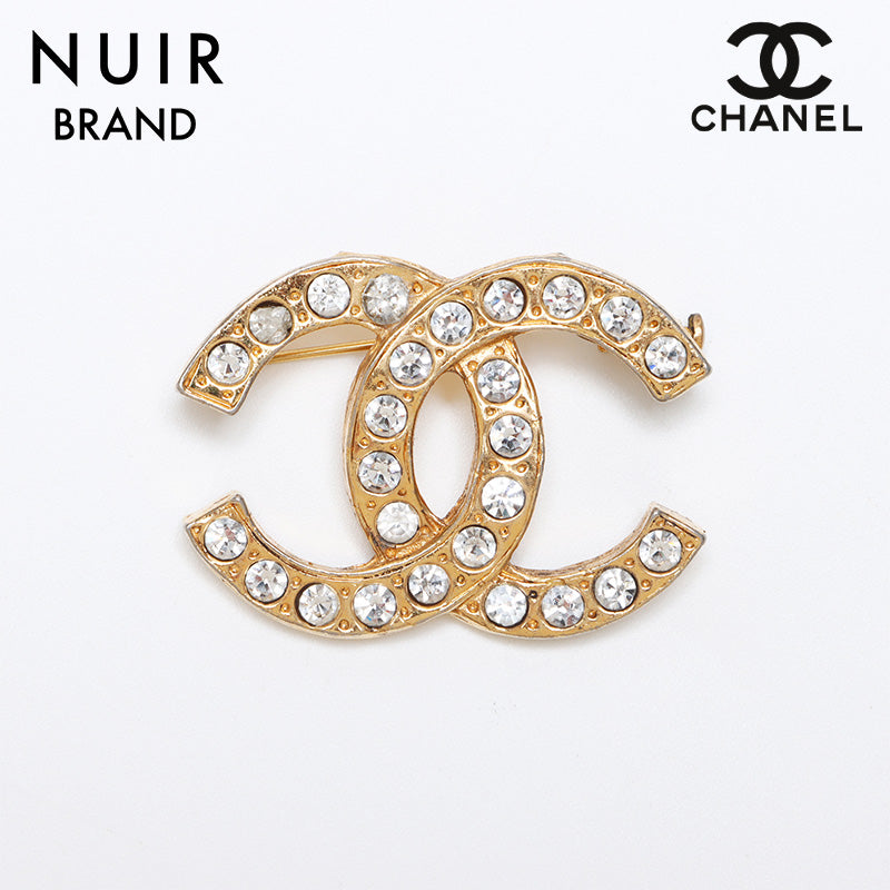 希少✨CHANEL Cocomark Bijou Crystal Brooch Chanel Coco Mark Rhinestone Brooch Gold WS10237 – NUIR VINTAGE