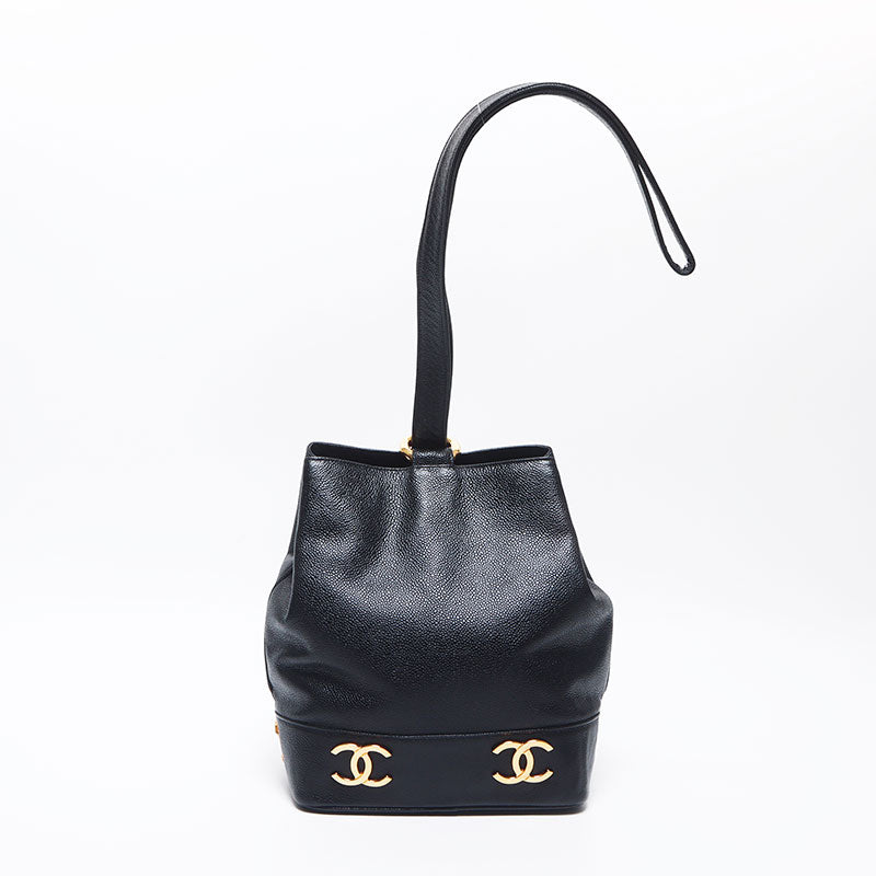 シャネル CHANEL ダブルココ キャビアスキン ココマーク ナップサック