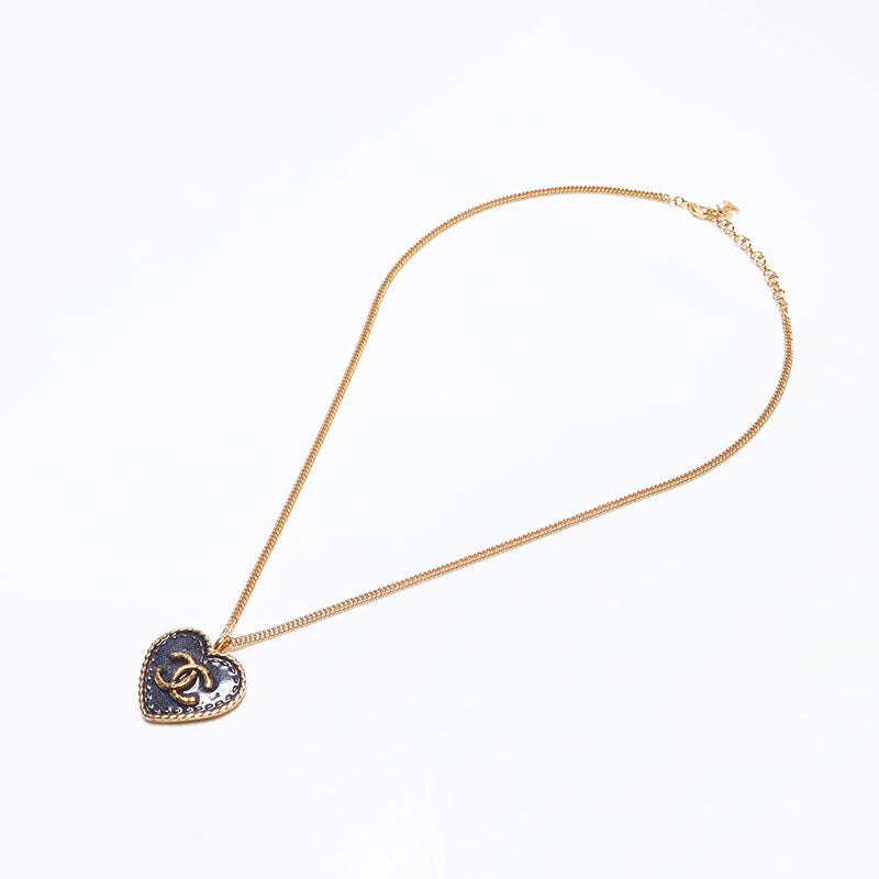 CHANEL 2024Stainless Steel COCO Mark Heart Denim I24P Necklace