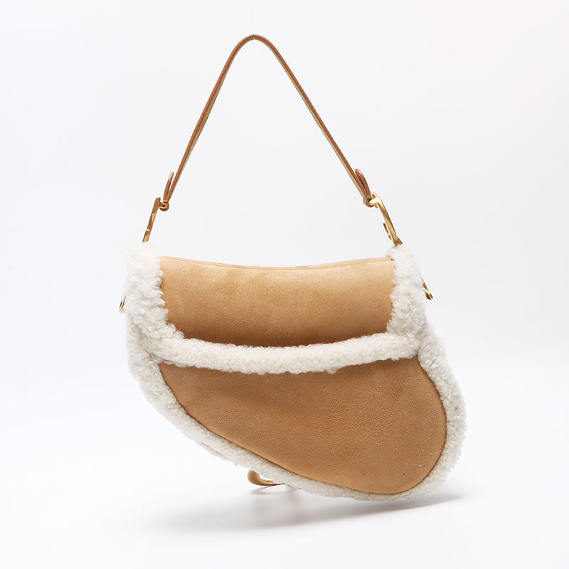 クリスチャンディオール Christian Dior サドルバッグ ムートン × ボア