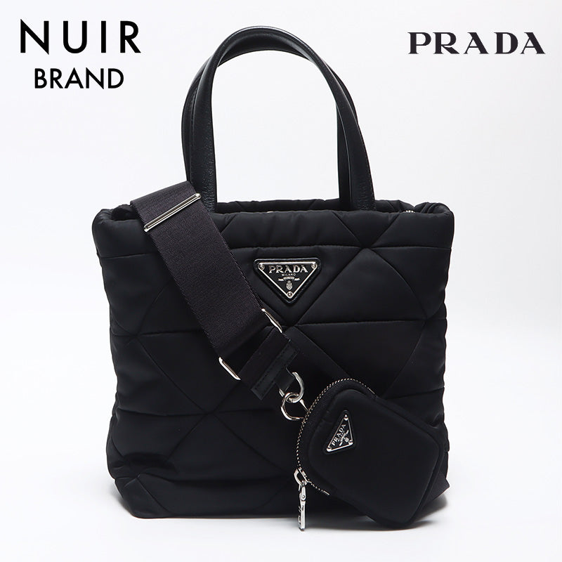 プラダ PRADA 2024 ミニパデント Re-Nylon 三角ロゴタグ ナイロン ミニポーチ付き ハンドバッグ ブラック WS10383 –  NUIR VINTAGE