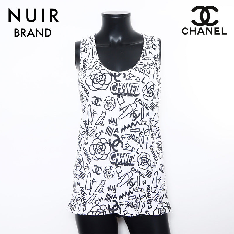 シャネル CHANEL ノースリーブ ワンピース カメリア ココマーク タンクトップ Size:42 タンクトップ ホワイト WS10390 –  NUIR VINTAGE