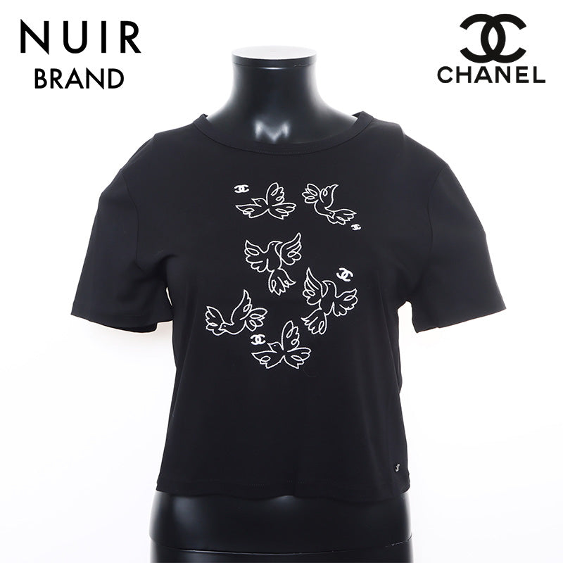 CHANEL シャネル　ロゴ　刺繍　半袖　サマー　ニット　ブラック CHANEL シャネル ロゴ 刺繍 半袖 サマー ニット ブラック