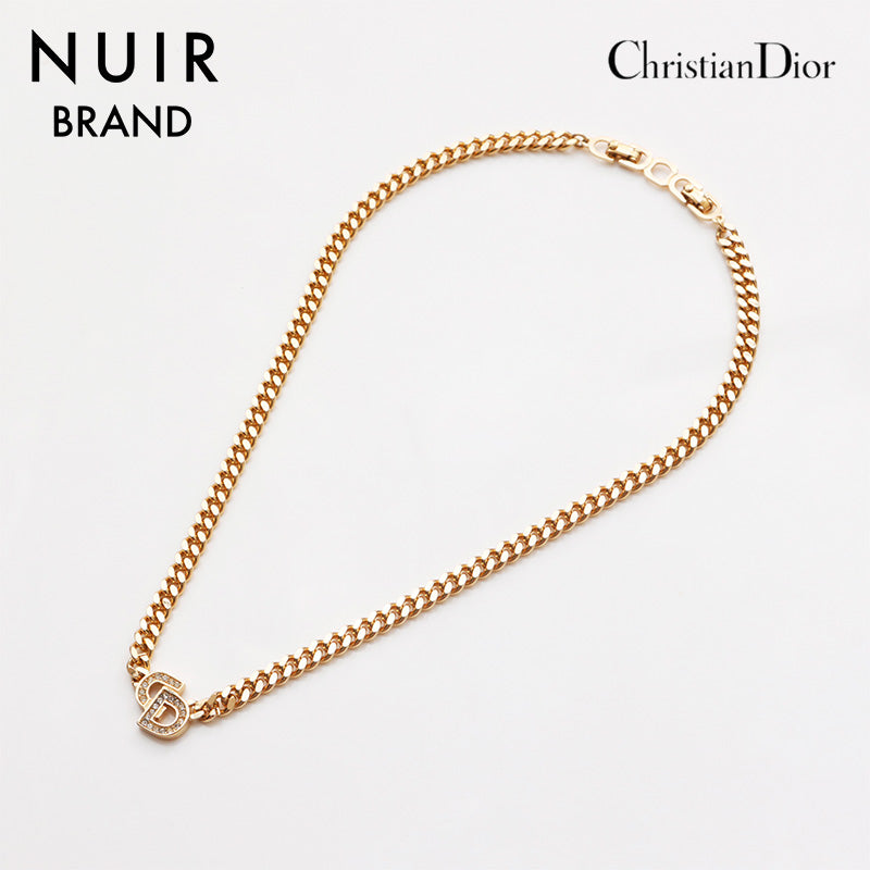 クリスチャンディオール Christian Dior CD ロゴ ラインストーン ネックレス ゴールド WS10427 – NUIR VINTAGE