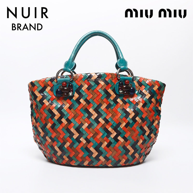 ミュウ ミュウ Miu Miu ラインストーン トートバッグ ハンドバッグ