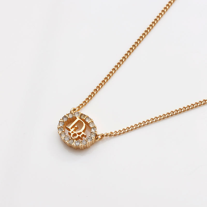 Christian Dior CD logo Gold Metal Necklace gold WS10476 – NUIR VINTAGE