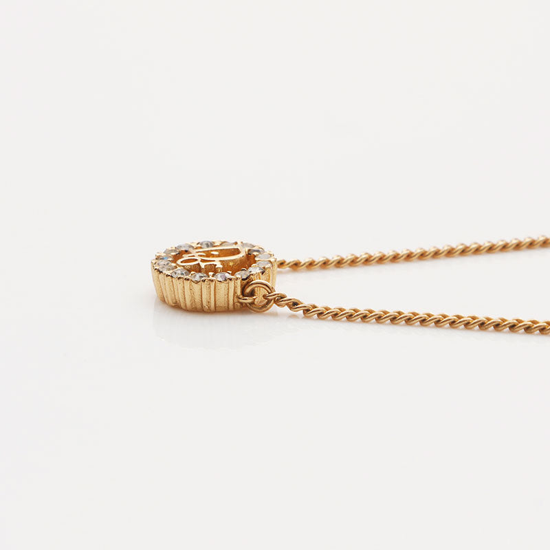 Christian Dior CD logo Gold Metal Necklace gold WS10476 – NUIR VINTAGE