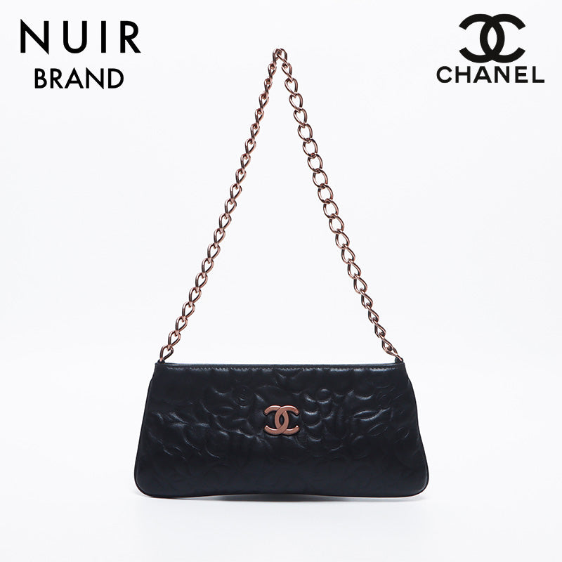 シャネル CHANEL 8番台 カメリア チェーン ミニポーチ レザー
