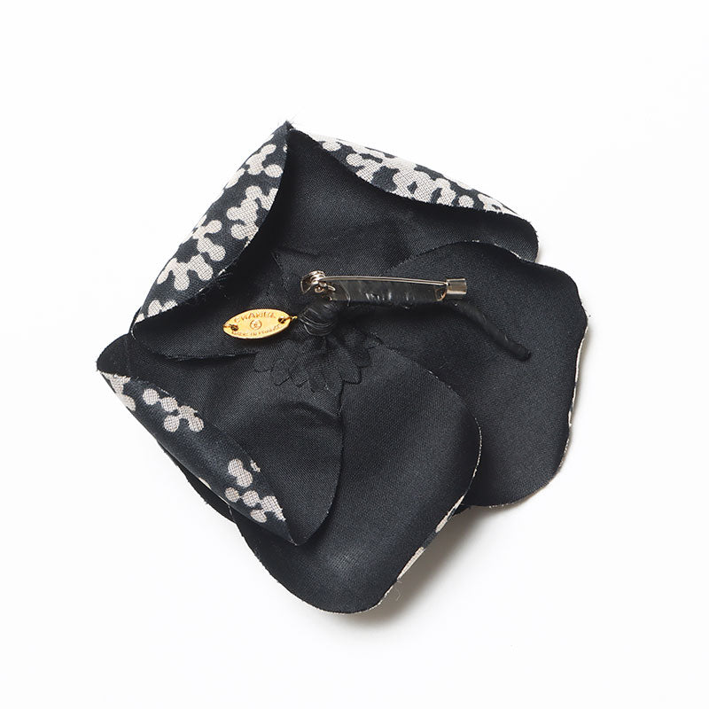 シャネル CHANEL 1990年 ココマーク カメリア ブローチ ブラック