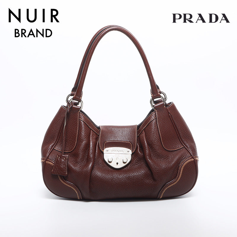 Prada プラダ　ハンドバッグ　レザー　ヴィンテージ プラダ PRADA ハンドバッグ シルバー金具 レザー トートバッグ