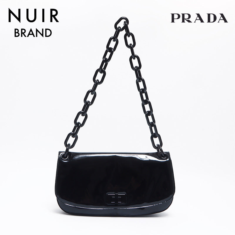プラダ PRADA チェーン ゴールド金具 エナメル 三角ロゴタグ
