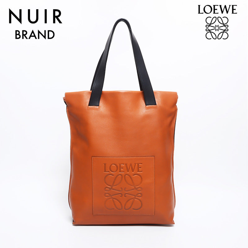 ロエベ LOEWE 縦長トート ロゴ アナグラム ショッパー トートバッグ ブラウン WS10592 – NUIR VINTAGE