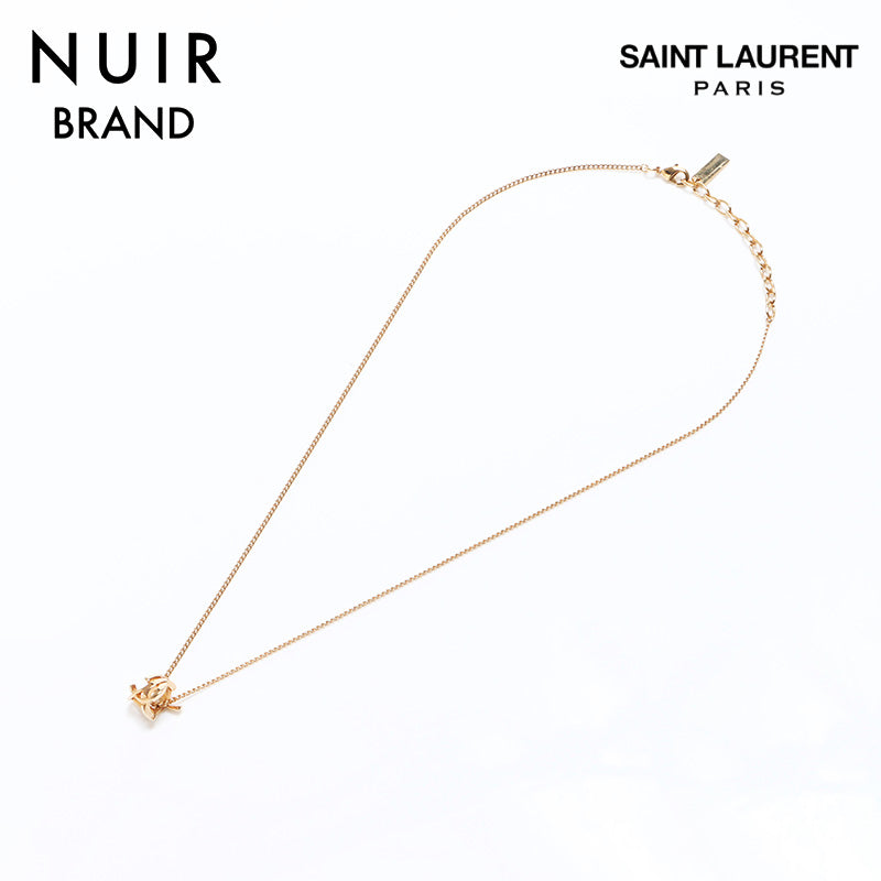 イヴ・サンローラン YVES SAINT LAURENT ツイストチャーム ロゴ ネックレス ゴールド WS10893 – NUIR VINTAGE