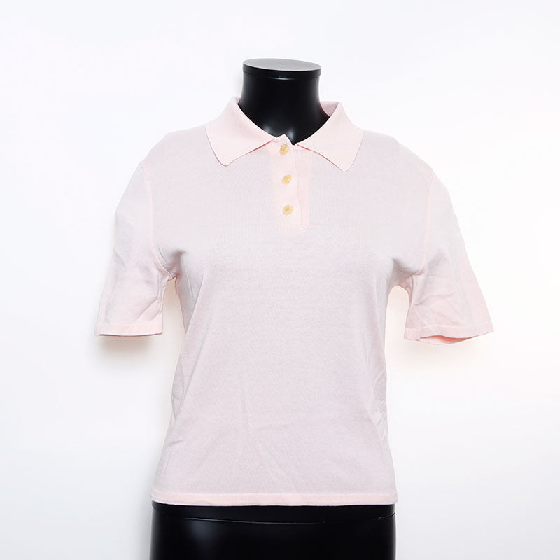 Chanel CHANEL 99P Size:38 Cotton Coco Button Short Sleeve Polo