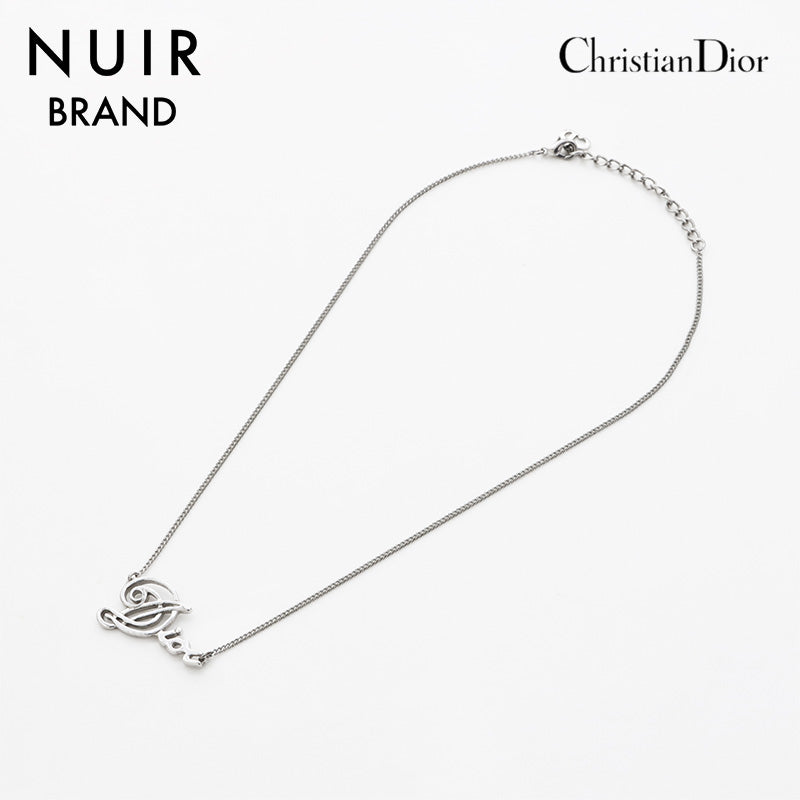 アクセサリー Christian Dior Logo silver necklace Christian Dior Logo Plate Silver Necklace Men's Women Very