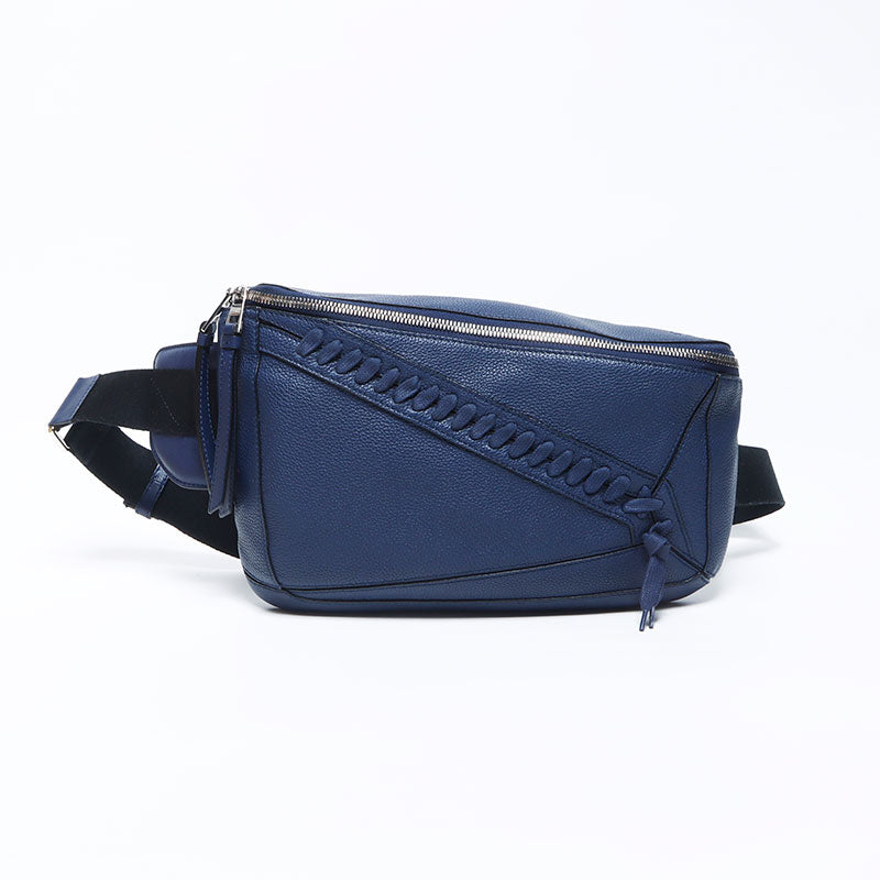 ロエベ LOEWE パズル スリング レザー ウエストバッグ ブルー WS11090