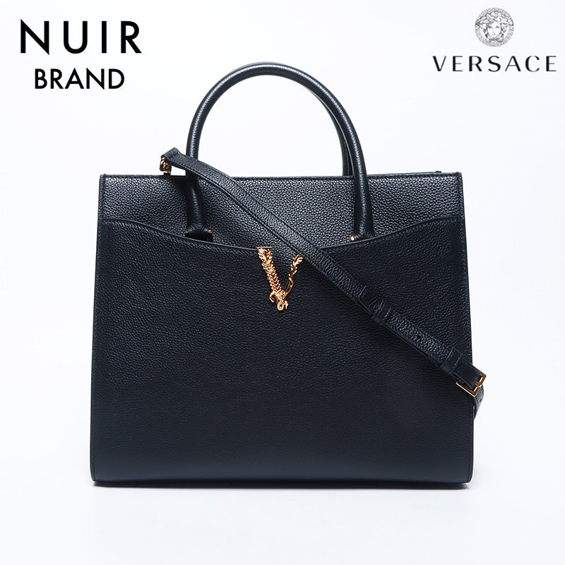 VERSACE ヴェルサーチ ロゴ ブラック ハンドバッグ 【ku】 バッグVERSACE ヴェルサーチ ベルサーチ メデューサ