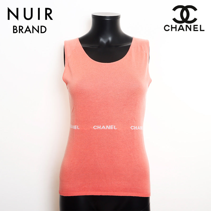 シャネル CHANEL 04P コットン ノースリーブ ニット ロゴ 2009s ニット
