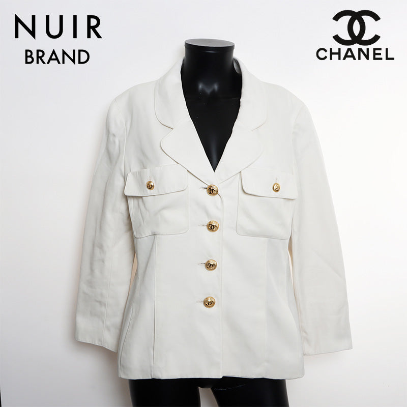 希少 CHANEL シャネル 金ボタン ジャケット 短丈 ココマーク CHANEL シャネル ツイードジャケット ココマークボタン