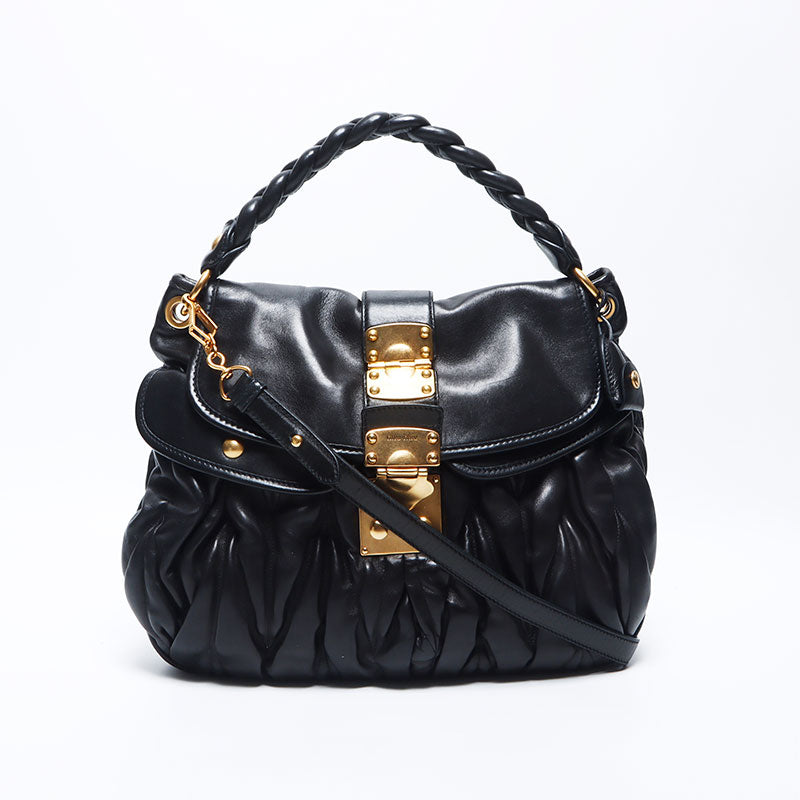 ミュウ ミュウ Miu Miu 2way マテラッセ ショルダーバッグ ブラック