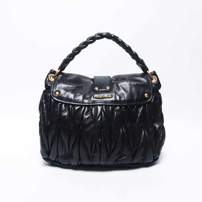 ミュウ ミュウ Miu Miu 2way マテラッセ ショルダーバッグ ブラック