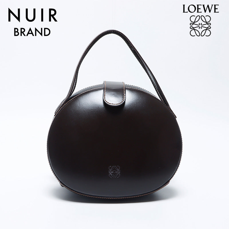 ロエベ LOEWE アナグラム ラウンド レザー ハンドバッグ ブラウン