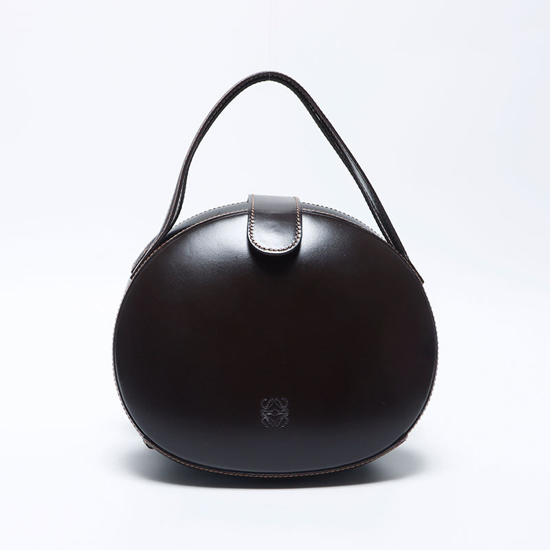 ロエベ LOEWE アナグラム ラウンド レザー ハンドバッグ ブラウン