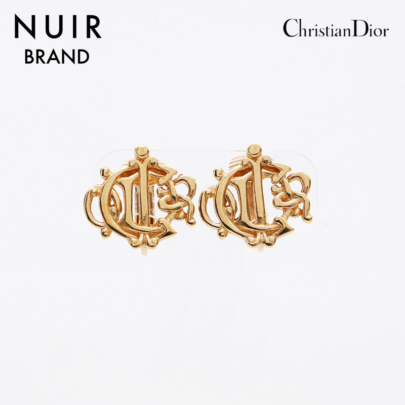 Christian Dior Logo Earrings Gold WS11200 – NUIR VINTAGE