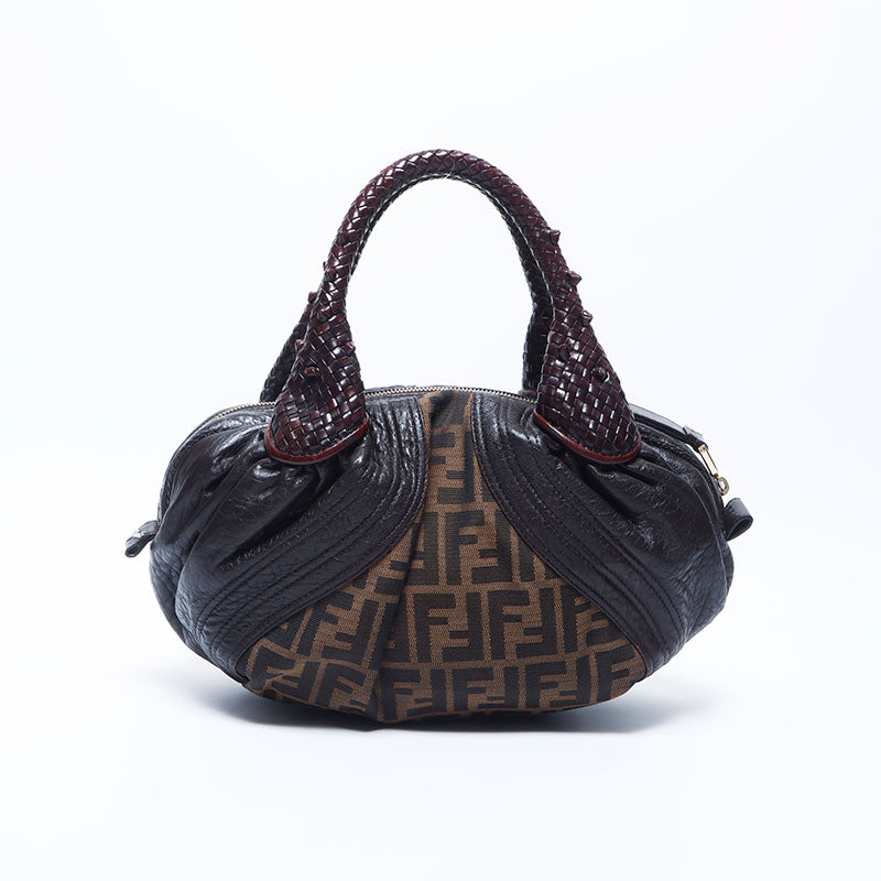 FENDI Spy Zucca Leather Canvas Handbag Brown WS11218 – NUIR VINTAGE
