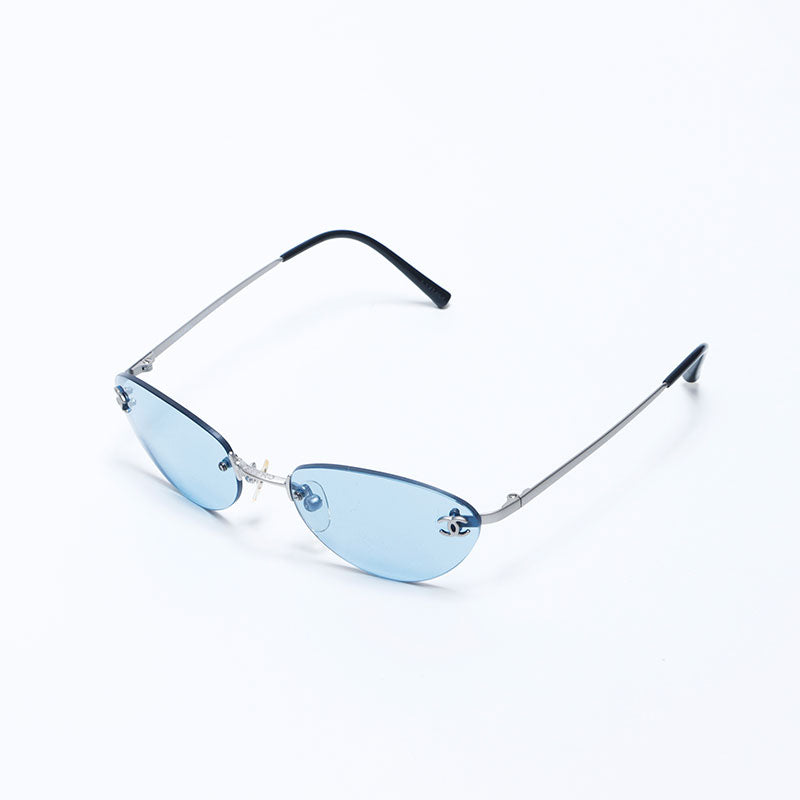 サングラス/メガネ Chanel Rimless Sunglasses Blue Coco Logo Chanel CHANEL Rimless Coco Mark Sunglasses Blue WS11234 – NUIR VINTAGE