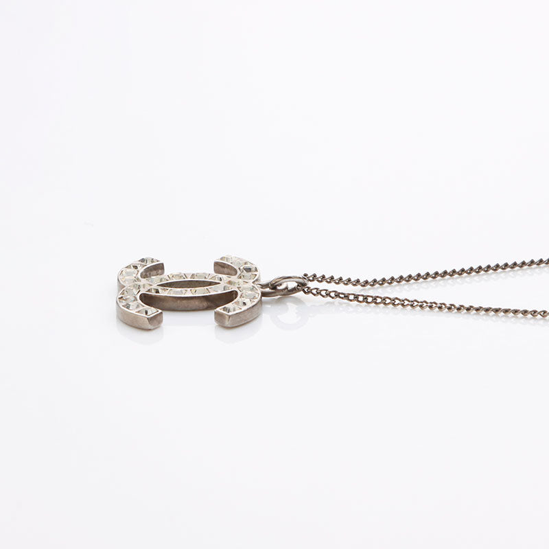 シャネル CHANEL B10A ココマーク ラインストーン ネックレス シルバー
