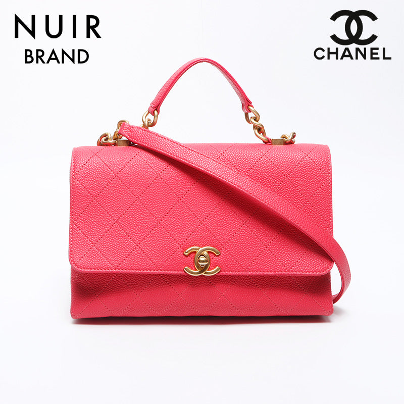 Chanel CHANEL 30 Turnlock 2WAY Caviar Skin Top Handle Shoulder Bag