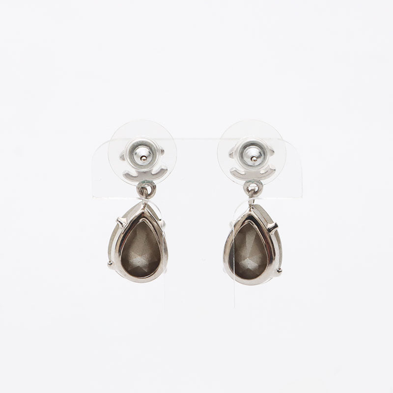 美品 シャネル ココマーク ラインストーン ピアス A13V シルバー ココ シャネル CHANEL ココマーク ラインストーン ピアス シルバー WS11412