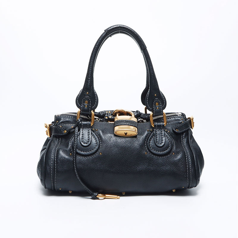 クロエ Chloe レザー パディントン ロック ハンドバッグ ブラック