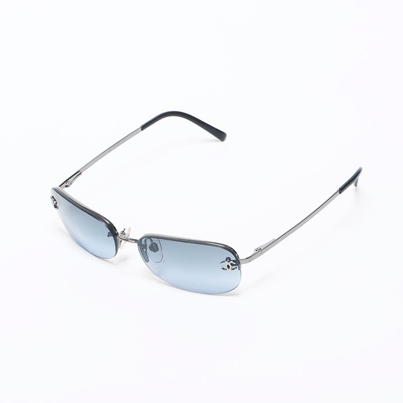 Chanel CHANEL 2000s Rimless Coco Mark Colored Lens Sunglasses Blue