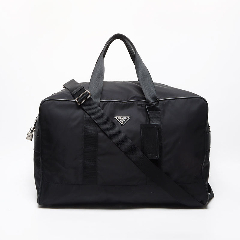 PRADA プラダ ボストンバッグ 大容量 三角ロゴプレート ブラック PRADA