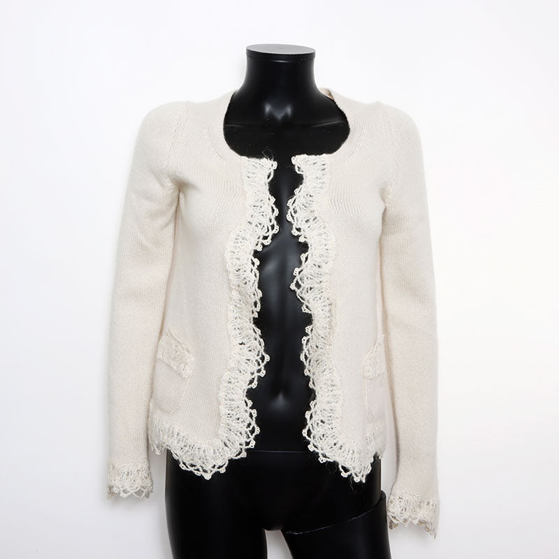 CHANEL ホワイトモヘヤニット　38 CHANEL シャネル シルク混 モヘヤ ニット セーター ホワイト 長袖 38