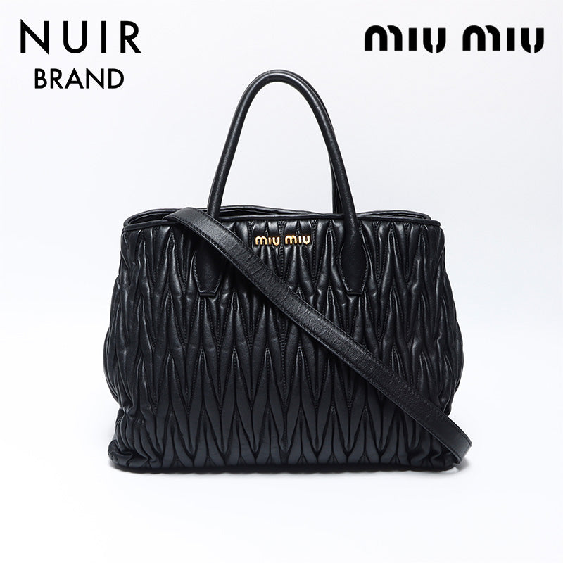 ミュウ ミュウ Miu Miu マテラッセ 2WAY トートバッグ ブラック