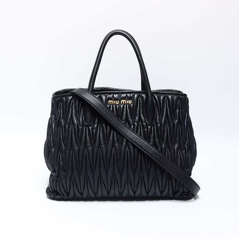 ミュウ ミュウ Miu Miu マテラッセ 2WAY トートバッグ ブラック