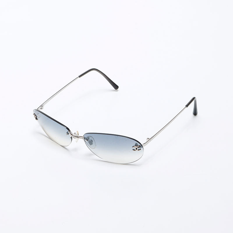 Chanel CHANEL 2000s Rimless Gradient Coco Mark Sunglasses Silver