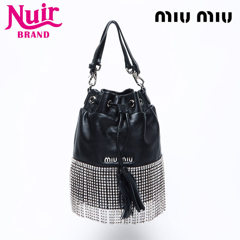 【MIUMIU】5BE085 キラキラビジュー 巾着バッグ miumiu ビジュー付き巾着バッグ