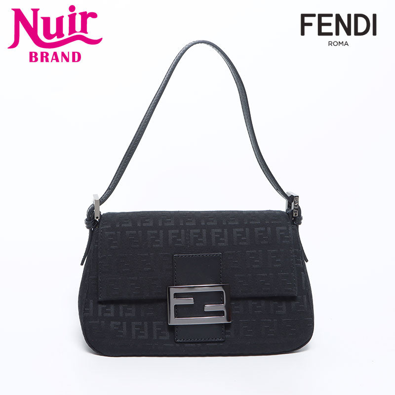 FENDI Zucchino Canvas Silver Hardware Mini Mamma Bucket Shoulder