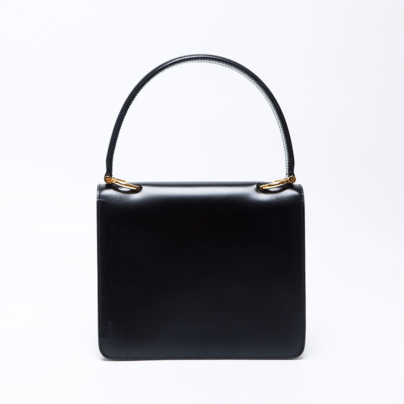 セリーヌ CELINE ダブルフラップ レザー ハンドバッグ ブラック
